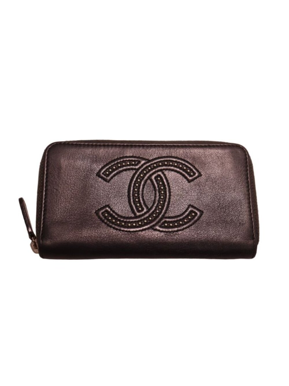Chanel CC Logo Lambskin Zip Around Wallet